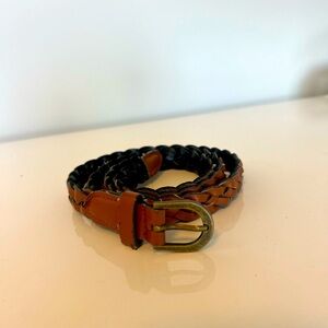 Braided Leather Belt with Brass Buckle